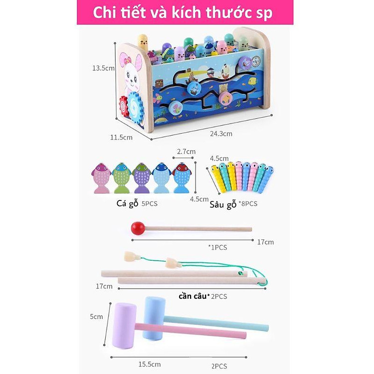 Đồ Chơi Gỗ Đập Chuột 7 In 1 Chính hãng Giá rẻ - Hình ảnh 5