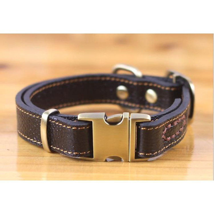 Vòng cổ da khóa bấm kim loại cho chó