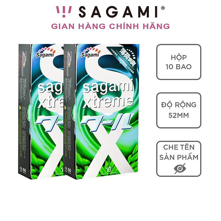 Combo 2 hộp Bao cao su Sagami Spearmint - Hương bạc hà - Hộp 10 chiếc