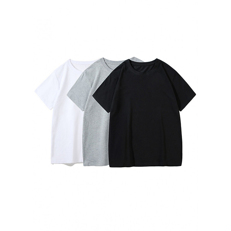 Combo 3 áo thun nam trơn form rộng (Đen, Trắng, Xám)