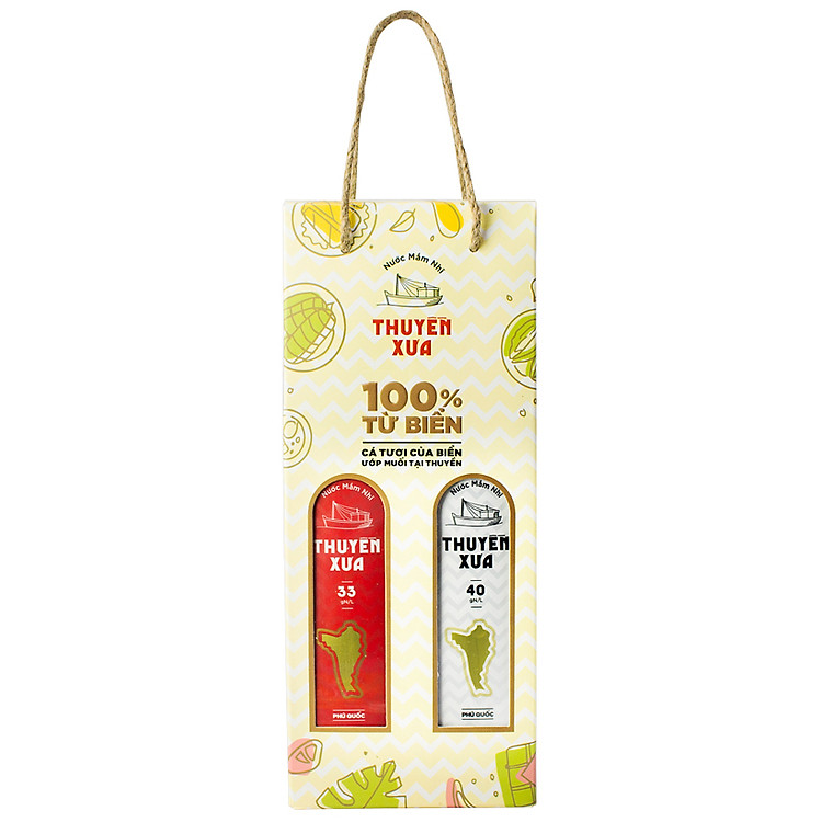 Combo 2 Chai Nước Mắm Nhĩ Thuyền Xưa 33 Độ Đạm & 40 Độ Đạm (500ml)