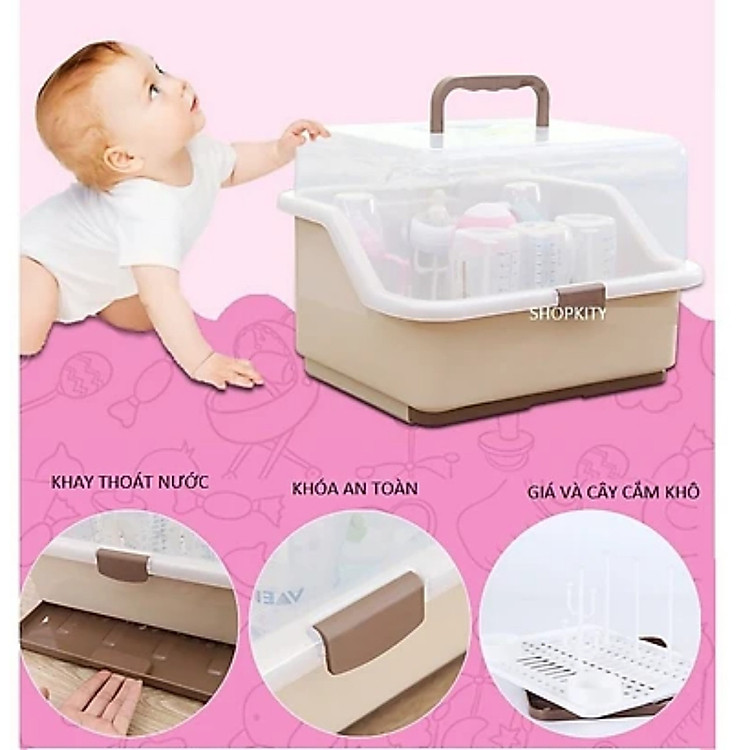 Hộp Giá Úp Bình Sữa MINIIN Có Nắp Giá rẻ - Hình ảnh 2