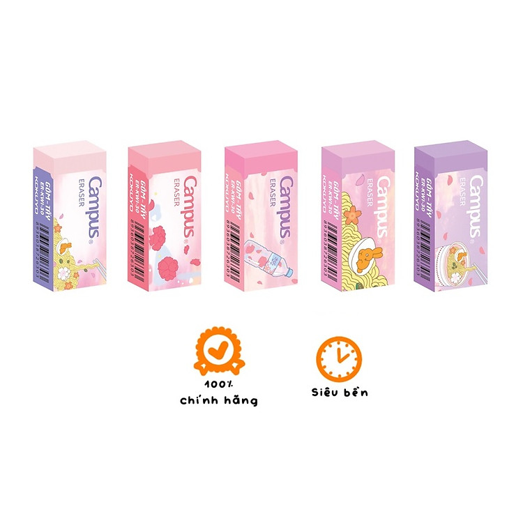 Set 5 tẩy màu Kawaii Series Campus KWI-30 gôm tẩy Campus không bụi KWI30