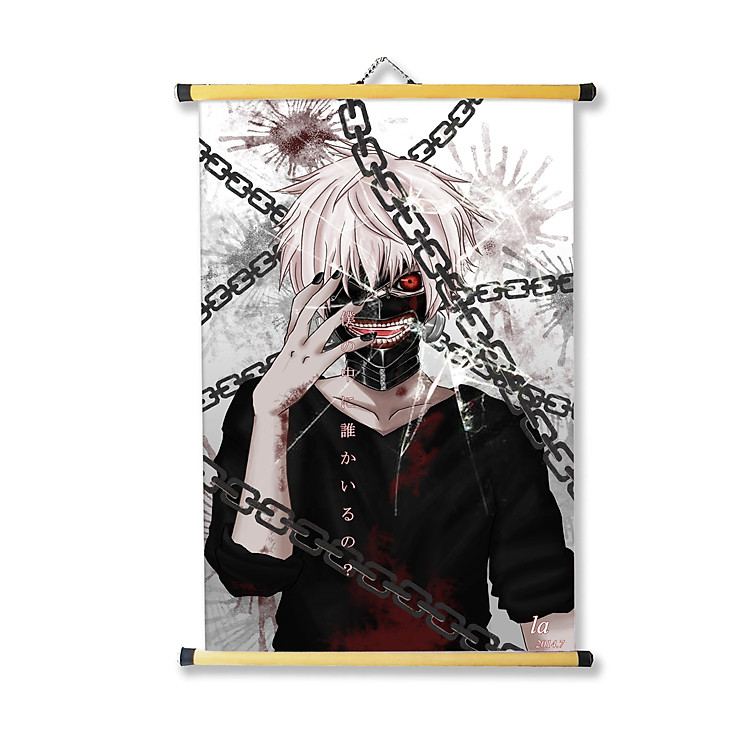 Tranh treo vải 40x60cm hình Anime - Ngạ quỷ vùng Tokyo - Tokyo Ghoul dùng trang trí tường, decor phòng ngủ, phòng học