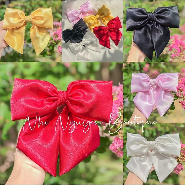 Kẹp tóc nơ tiểu thư Satin bản to cao cấp Phụ kiện tóc xinh (ảnh thật chính chủ)