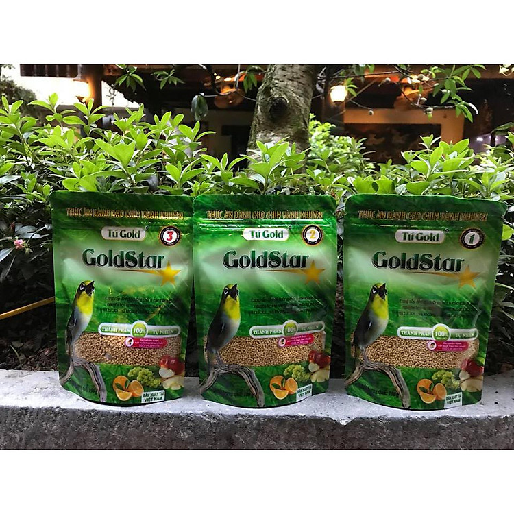 Combo 3 cám chim Gold đỗ xanh số 1, 2 và 3 loại gói 100 gram