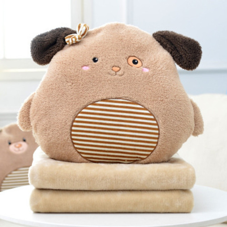Chăn Gối Văn Phòng 3 Trong 1 Gấu Nâu Độc Đáo Kiểu Dành Cho Nữ Dùng Để Ngủ Trưa Tại Văn Phòng, Tựa Lưng Và Gấu Bông Dùng Để Trang Trí