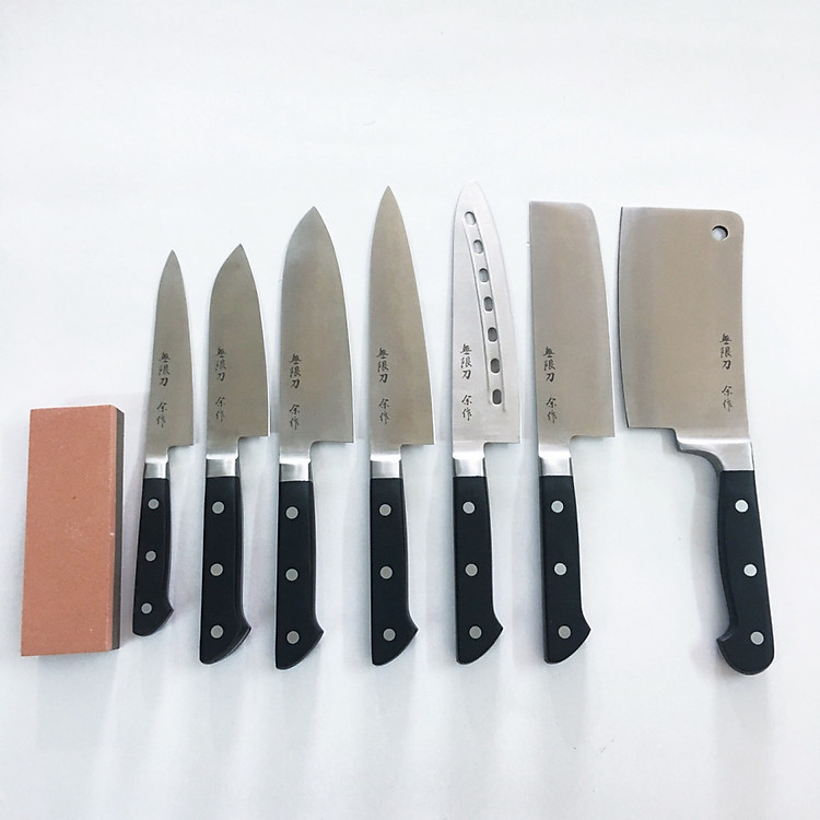 Bộ 7 Dao nhà Bếp cao cấp đủ chức năng Tiêu chuẩn Nhật Bản + Đá mài dao hàng nhập khẩu