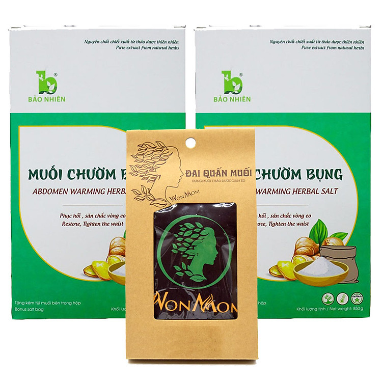 Combo Tiết Kiệm 2 Muối Chườm Bụng Thảo Dược Săn Bụng định hình eo Mờ Thâm Rạn Bảo Nhiên Kèm Túi Quấn Muối - định hình eo Sau Sinh An Toàn Và Hiệu Quả