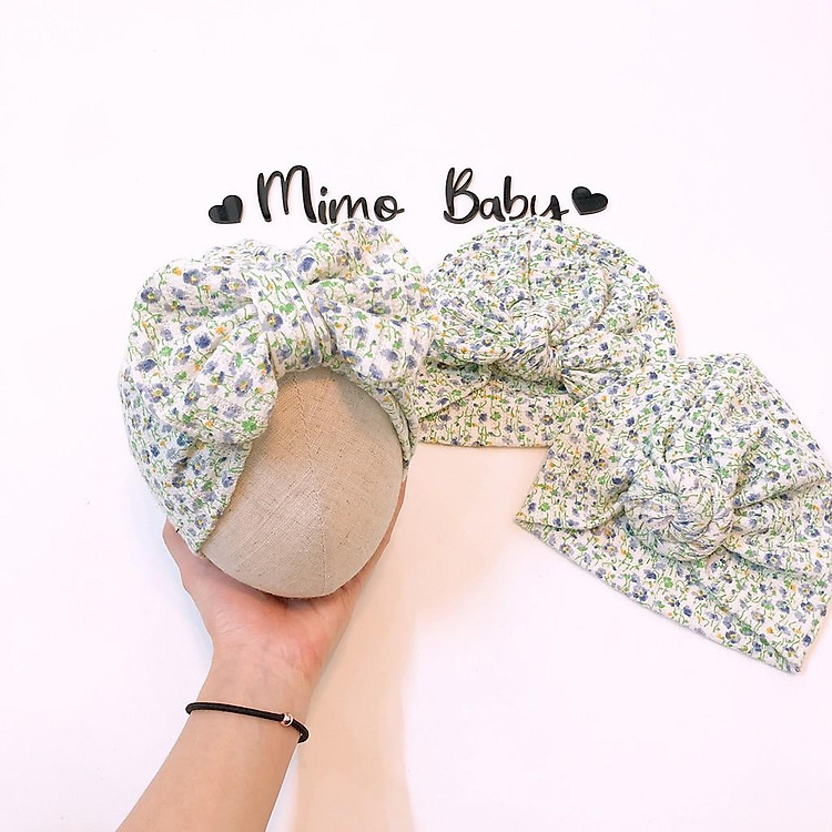Mũ turban bé gái (4-8kg) - Chủ đề hoa nhí