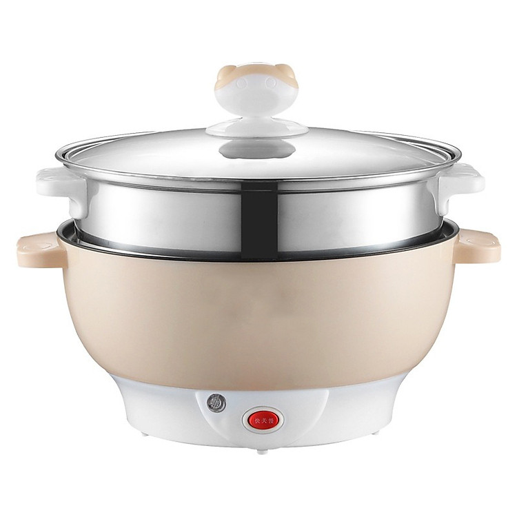 Nồi lẩu điện 2 tầng đáy chống dính có vỉ hấp inox 304 - Nồi lẩu 2 tầng đa năng đáy chống dính (chiên, xào, nấu lẩu, hấp,...)