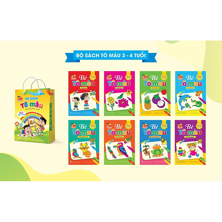 Bộ sách tô màu 3-4 tuổi phiên bản song ngữ Việt Anh