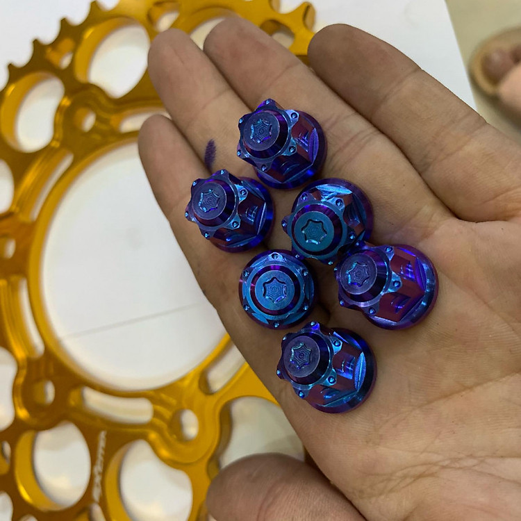 Bộ 6 con tán 8 ly đầu bít GR5 titanium, tán đĩa tải , tán đĩa cho Ex 150