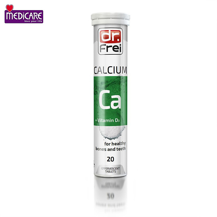 0131322 DR. FREI Calcium + Vitamin D3 Giúp Xương Và Răng Chắc Khỏe Tuýp 20 viên sủi