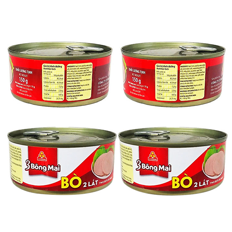 Combo 4 hộp Bò 2 Lát 3 Bông Mai Vissan (150g)