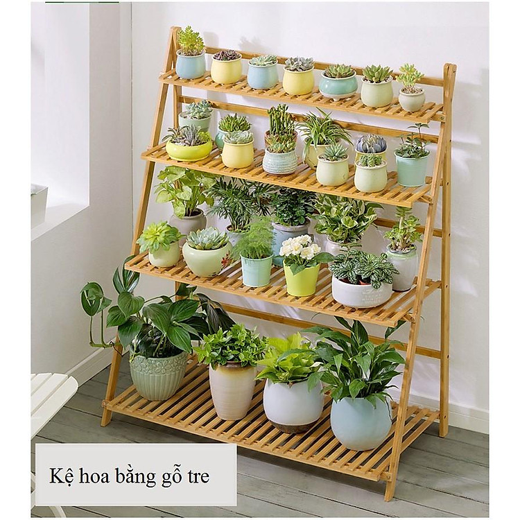 Kệ để cây cảnh, sen đá bằng tre nhiều tầng