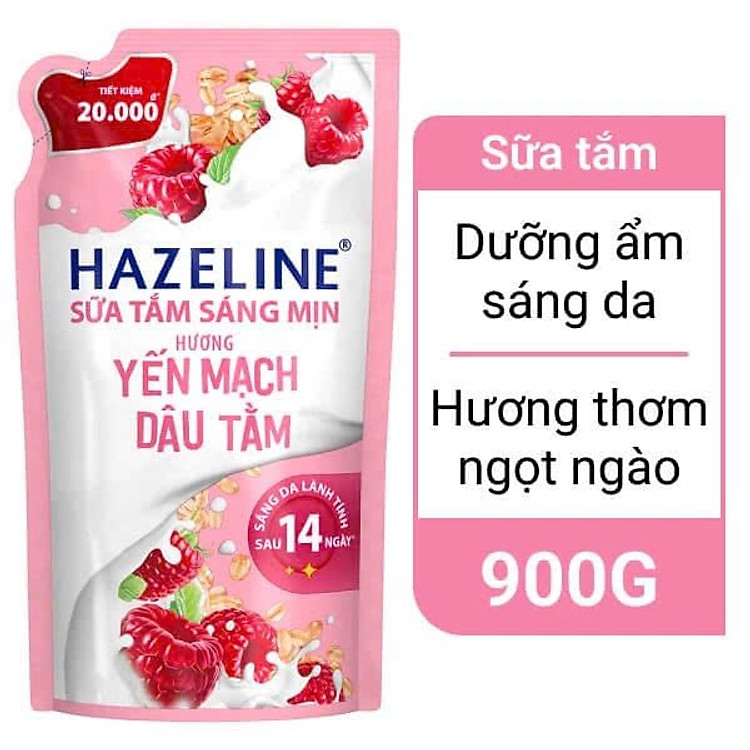 Sữa Tắm Hazeline Dạng Túi Tiết Kiệm Hương Thơm Dễ Chịu, Dưỡng Ẩm Sáng Da – 900g