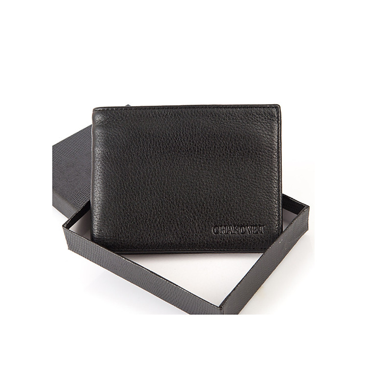 Ví bóp nam Chakovet CKV221 da bò cao cấp màu đen da sần phong cách Hàn Quốc sang trọng lịch lãm, kiểu ví dáng ngang or dáng đứng