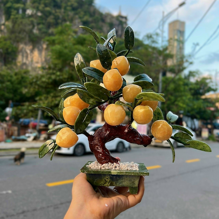 Cây đào phong thuỷ đá ngọc hoàng long gồm 12 quả - Cao 30 cm