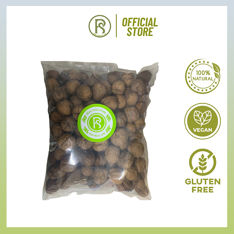 2kg Hạt óc chó vàng nguyên vỏ Real Food (in-shell walnuts)