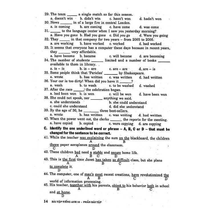 Bài Tập Tiếng Anh Lớp 12 - Ảnh 5