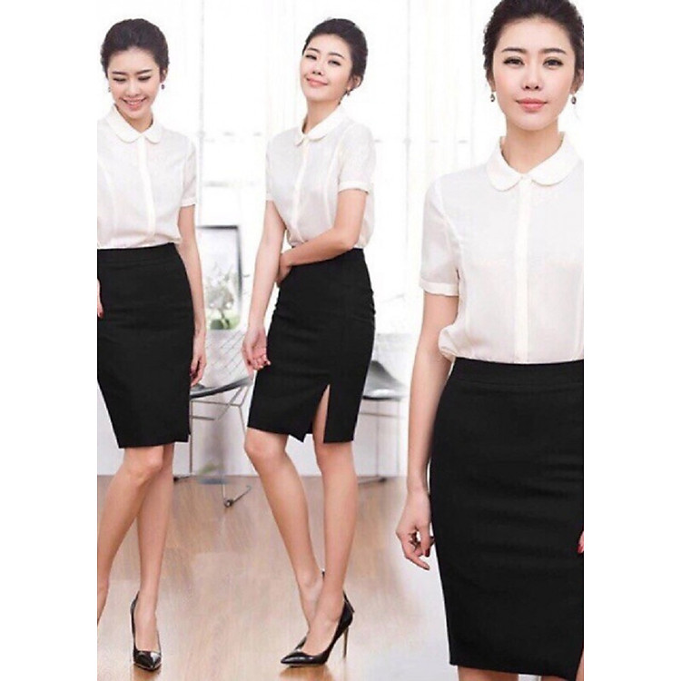 Chân váy xẻ trước thời trang cho nàng công sở