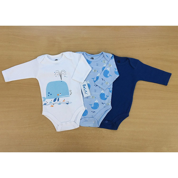 Set 3 body dài tay cho bé sơ sinh, quần áo thu đông cho bé
