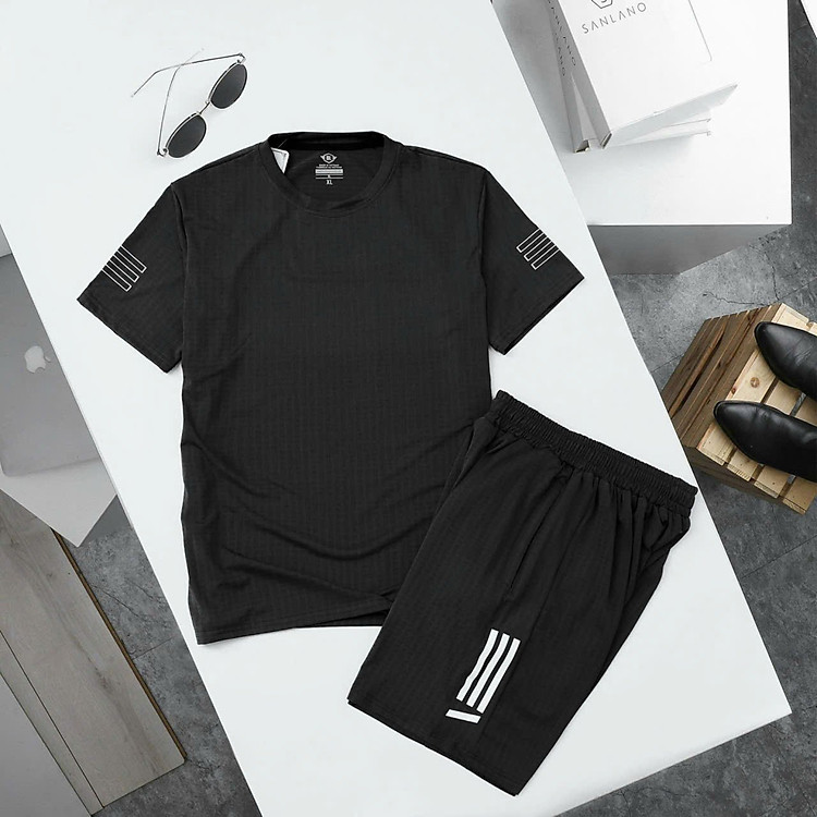 Bộ đồ thể thao nam phối sọc, set đồ nam cộc tay mặc nhà chất thun thoáng mát có 4 màu Cực Chất