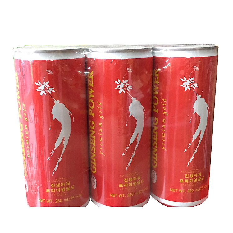 Lốc 6 lon nước tăng lực hồng sâm-Ginseng Power Premium Gold KGS Hàn Quốc 250ml