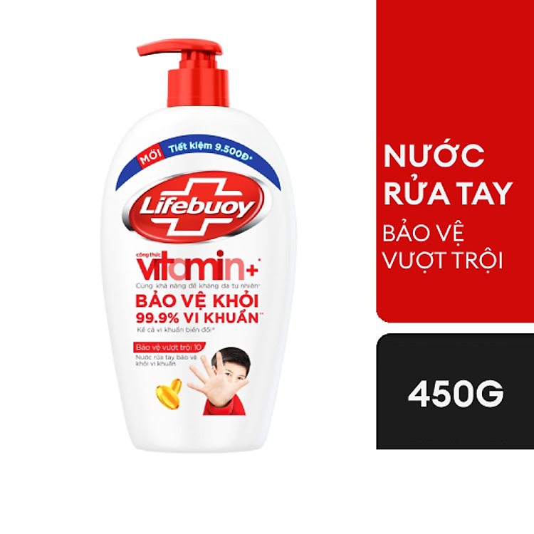 Nước rửa tay Lifebuoy Bảo vệ khỏi vi khuẩn 450gr - Bảo Vệ Vượt Trội 10