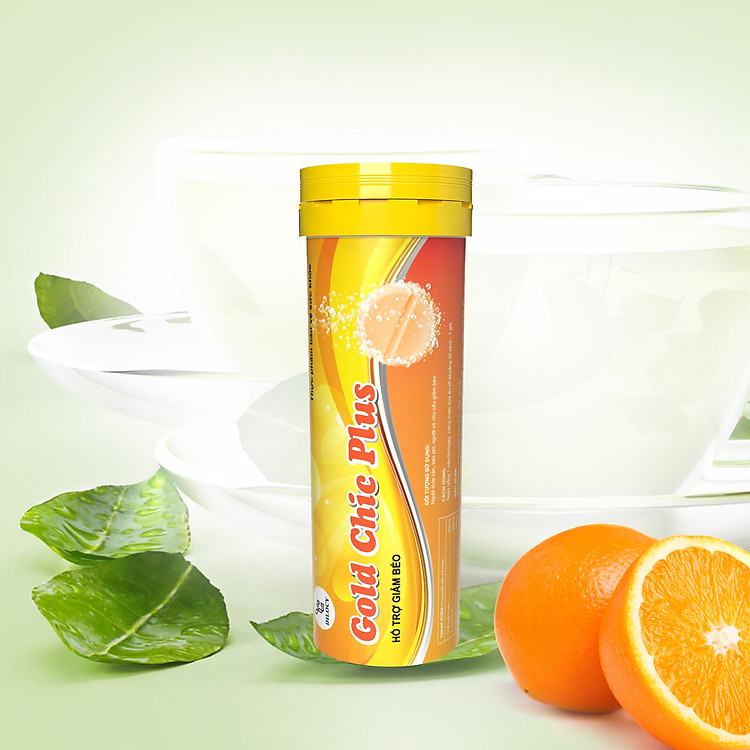 Viên sủi hỗ trợ giảm cân vị cam Dilocy Gold Chic Plus - Chiết xuất từ thảo mộc thiên nhiên hỗ trợ giảm cân, phân giải mỡ an toàn hiệu quả, giảm thèm ăn.