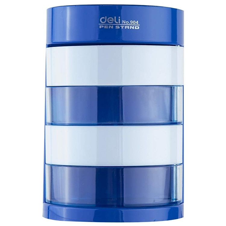 Khay Cắm Bút 4 Ngăn Xoay Deli 0904 – Màu Xanh