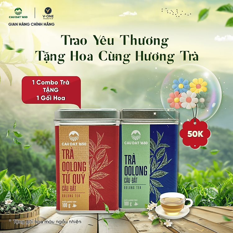 COMBO HỘP TRÀ OOLONG 200GR + HỘP TRÀ OOLONG TỨ QUÝ 200GR I Quà tặng gối bông