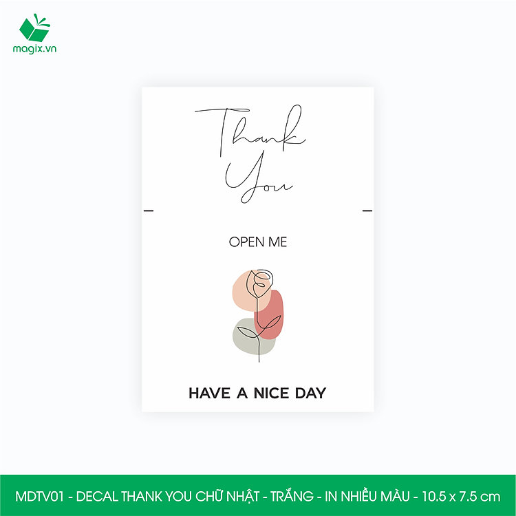 Decal Thank You hình chữ nhật (1000 chiếc)