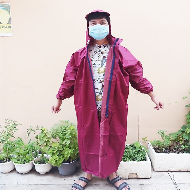 Áo Mưa Măng Tô 2 Lớp Cao Cấp – Nút Bấm Ngoài + Dây Kéo, Chống Nước, Không Tạt, Đi Xe Máy – Unisex