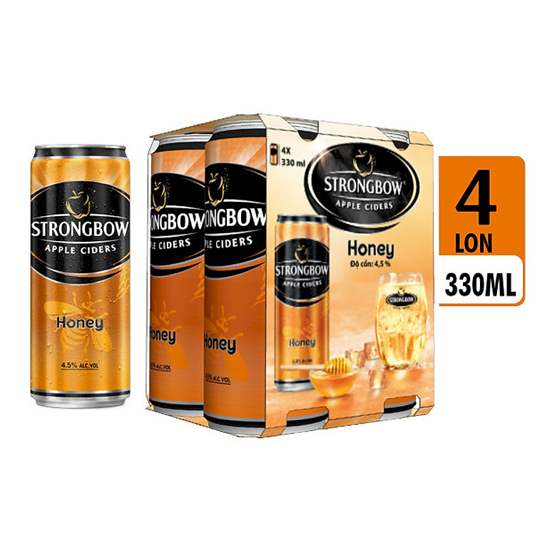 Lốc 4 Lon Cao Strongbow Vị Mật Ong (330ml / Lon)