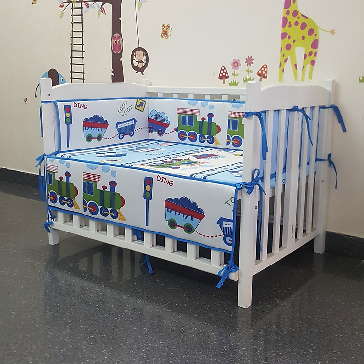 Bộ quây cũi và ga vải bọc đệm cũi cho bé kt 62x100cm