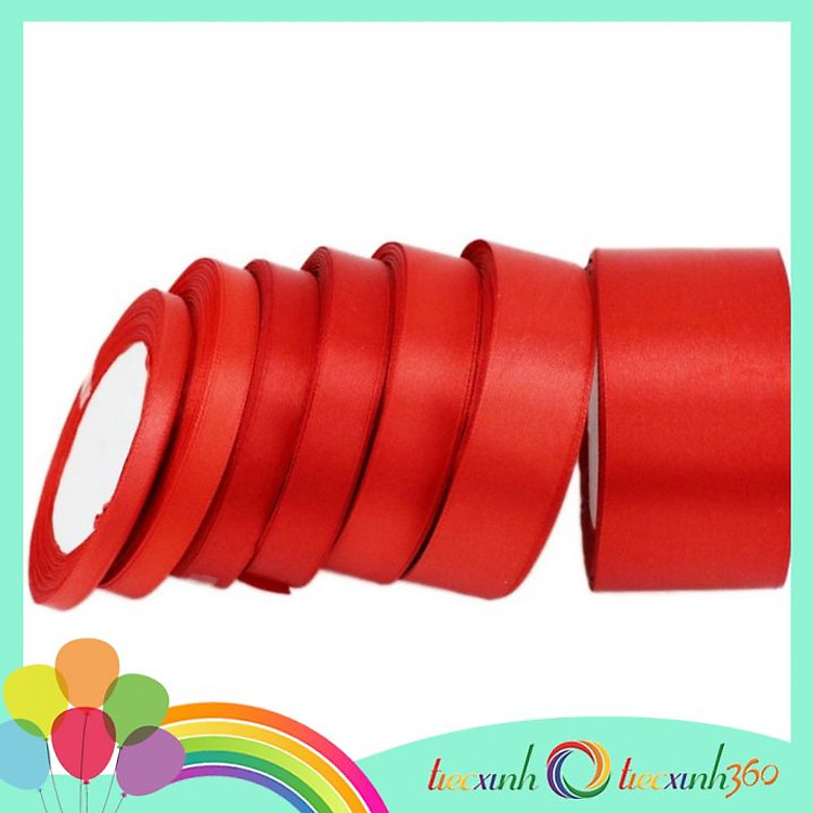 Ruy băng vải trang trí màu đỏ (1cm, 2cm, 4cm) - 1 cuộn - Ảnh 2