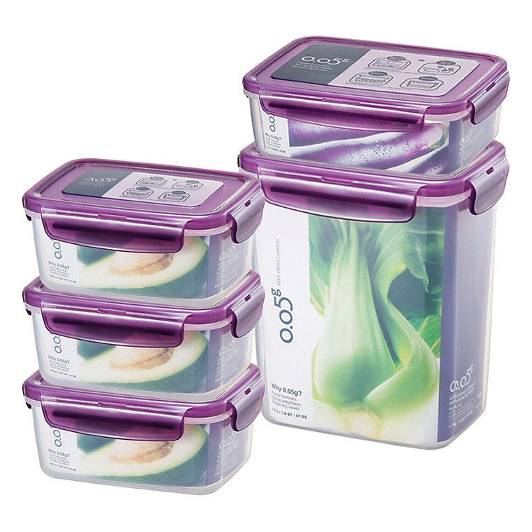 Bộ 5 Hộp Bảo Quản Lock&Lock SuperLock 0.05g ZZF110VS5 - Màu Tím