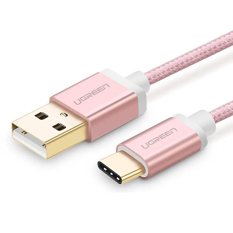 Cáp USB TypeC sang USB 2.0 Hỗ trợ sạc nhanh 3A 1.5M màu Hồng Gold Ugreen UC20867US174 Hàng chính hãng