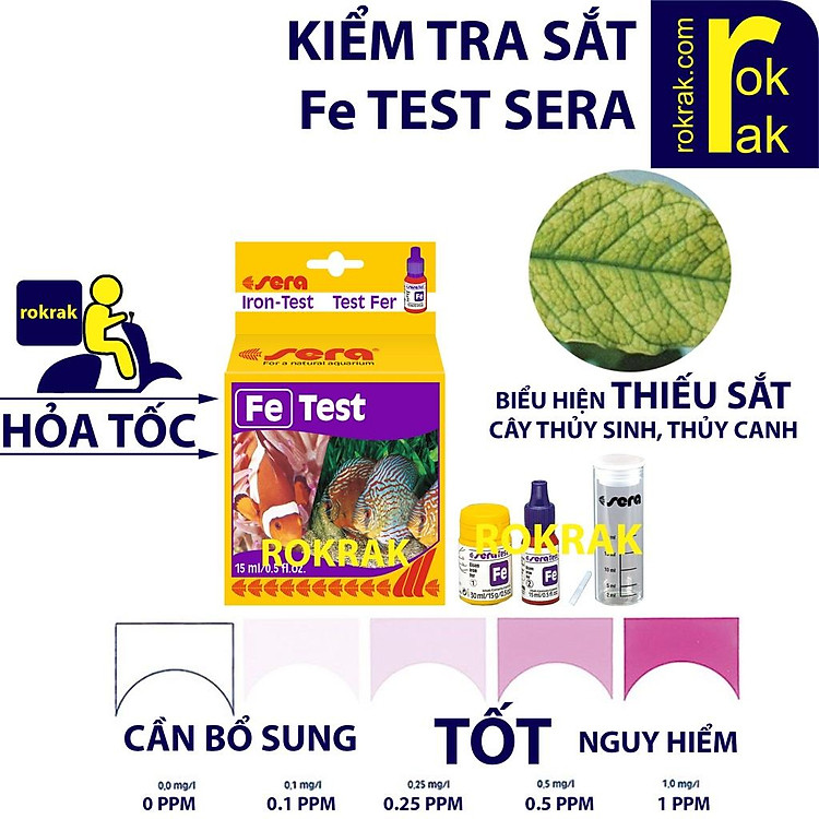 Test Fe (Test phèn) Sera Kiểm tra Sắt trong nước thủy sinh nuôi cá tép đo chuẩn