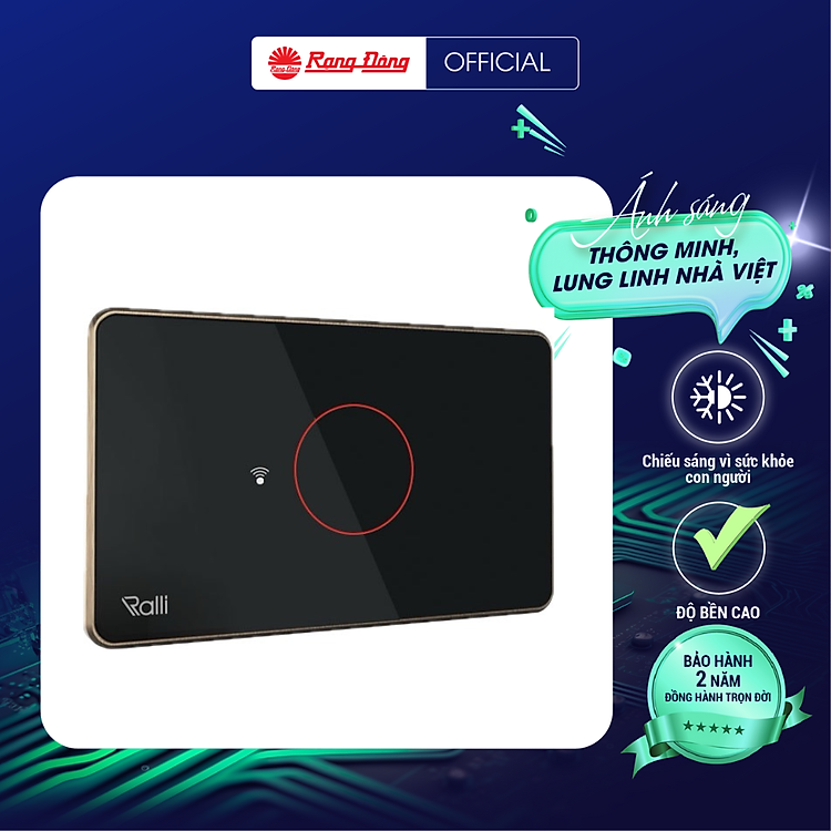 Công tắc thông minh wifi Rạng Đông chữ nhật 1,2,3,4 nút CTCU.WF CN.01T.2W.SP cảm ứng điều khiển từ xa -Hàng chính hãng