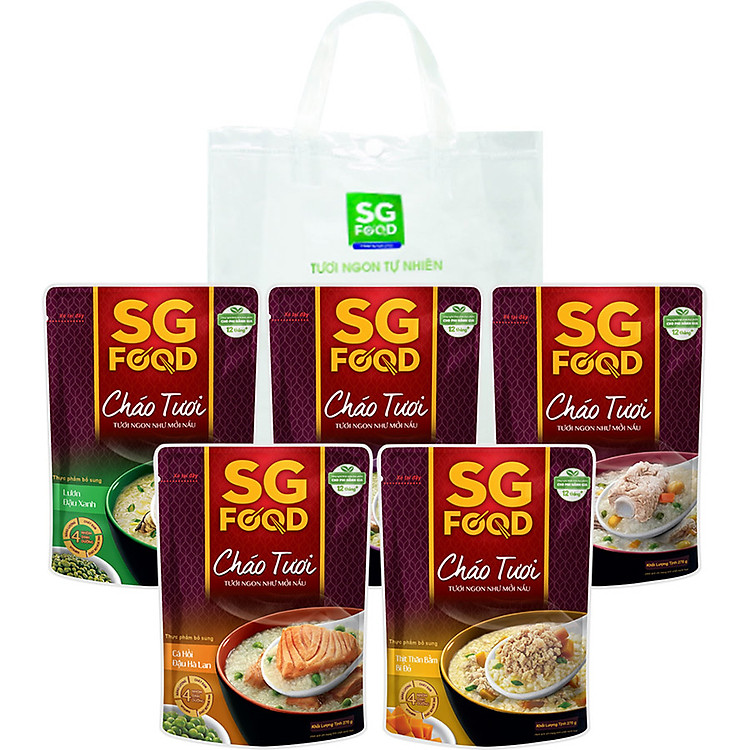 Lốc 5 Túi - Cháo Tươi 270g, Thịt Bằm, Sườn Non, Lươn, Cá Lóc, Cá Hồi