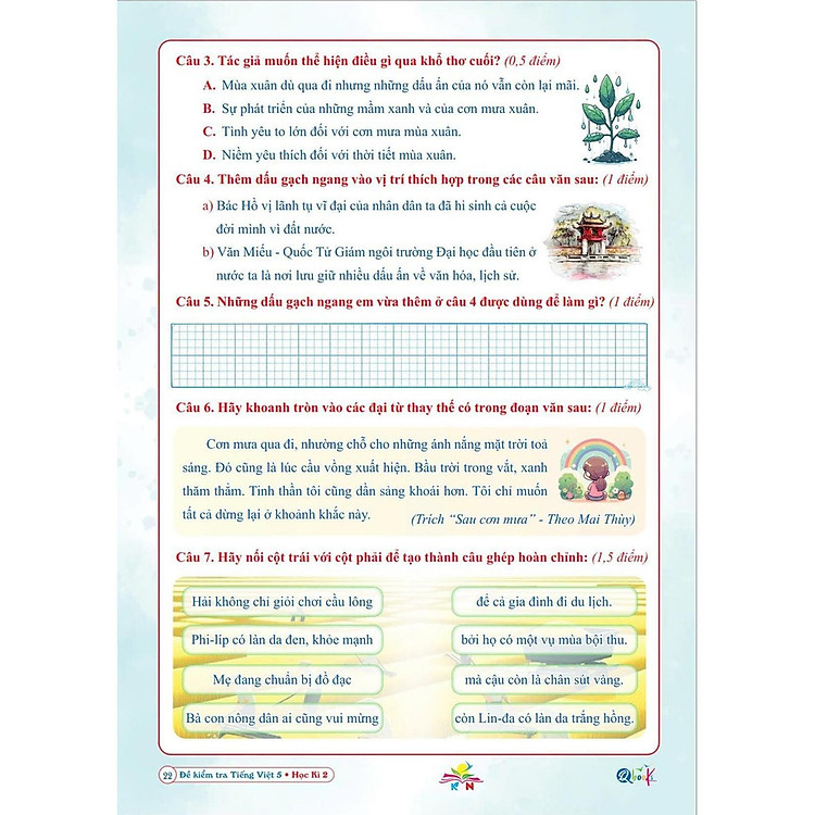 Đề kiểm tra TIẾNG VIỆT 5 Học kì 2 - Kết Nối - Ảnh 4