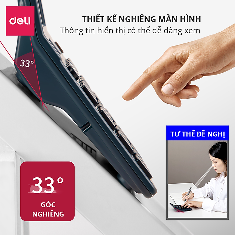 Máy Tính Để Bàn Deli E837 (12 số) - Xanh than - Ảnh 5