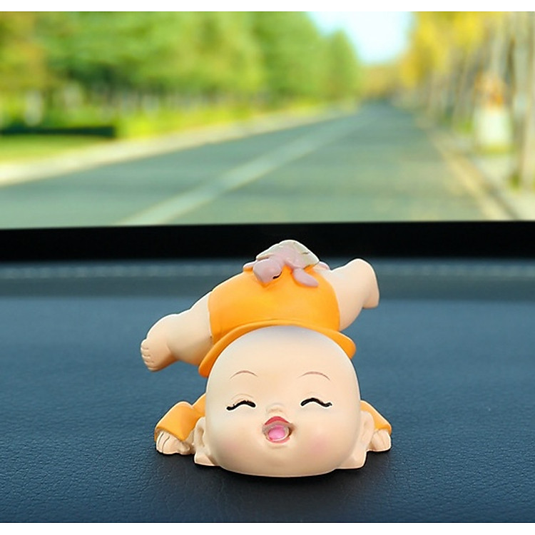 Tượng Chú Tiểu Tĩnh Tâm An Nhiên Trang Trí Xe Hơi Nhà Cửa Văn Phòng Decor_ Hàng chính hãng