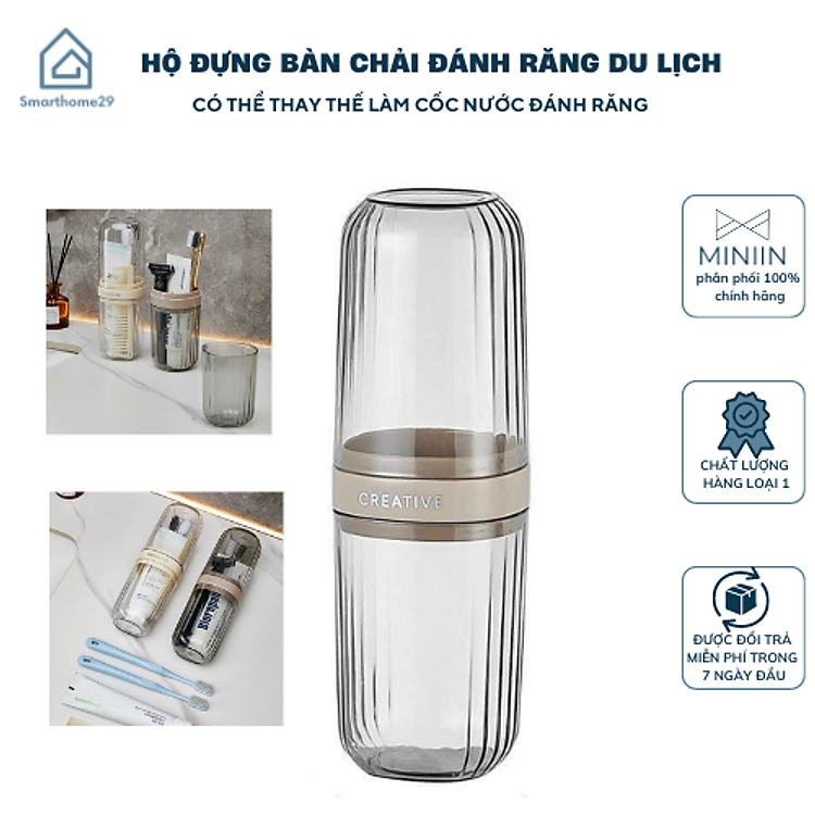 Hộp Đựng Bàn Chải Kem Đánh Răng Có Thể Làm Cốc Nước Súc Miệng Tiện Lợi Đi Du Lịch - Hộp ĐỰng Bàn Chải Du lịch Đa Năng - Hàng Chính Hãng MINIIN