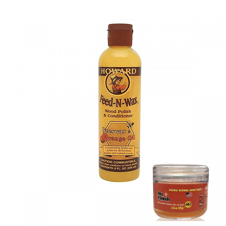 Kem làm bóng và dưỡng ẩm cho gỗ Howard Feed-N-Wax FW0008 236ml + Tặng nước rửa xe Nu Finish Car Wash 30ml
