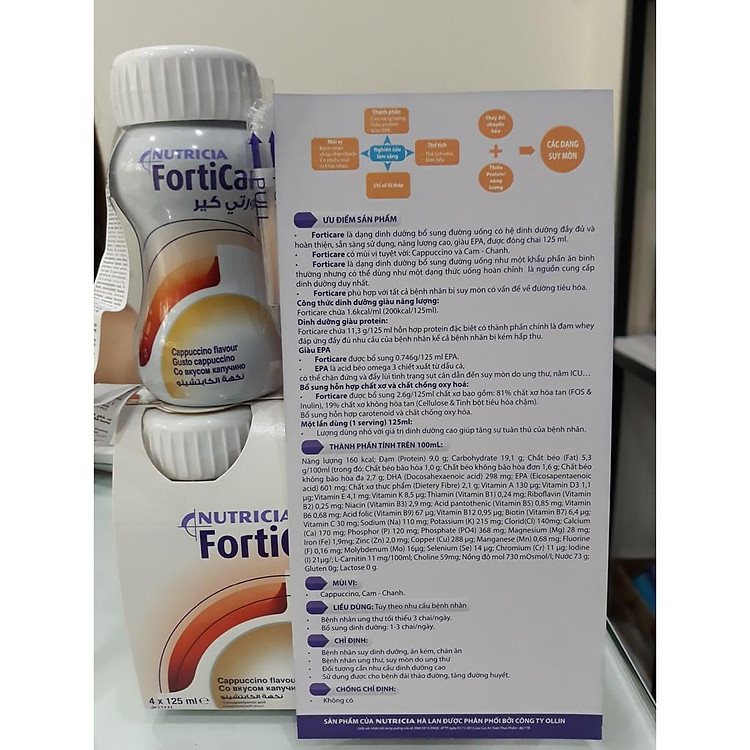 Sữa nước Nutricia Forticare chai 125ml vị Capuchino