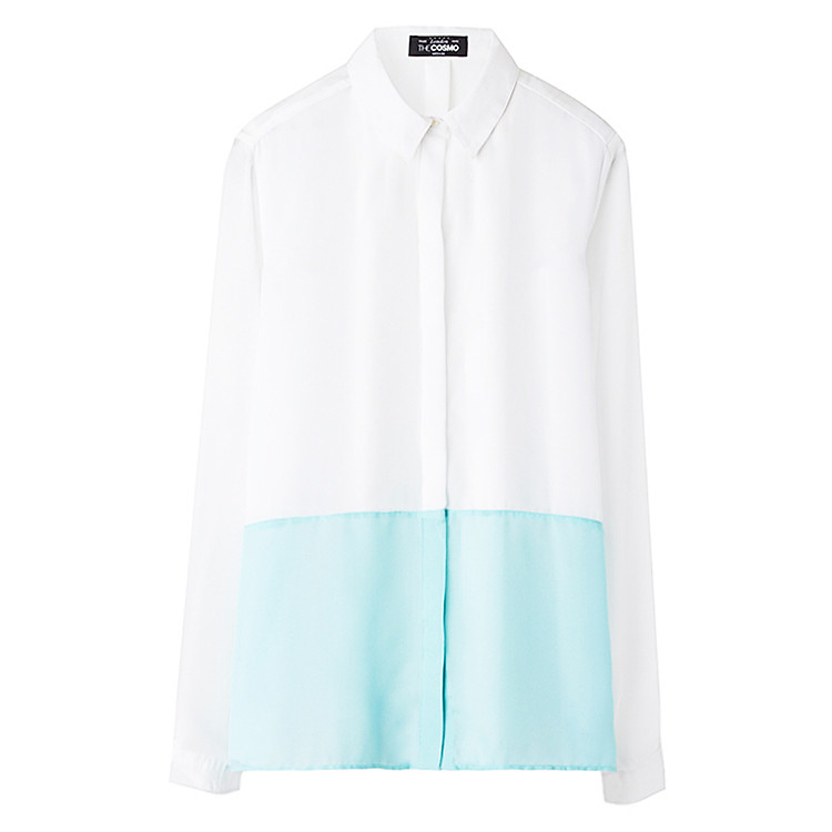 Áo Sơ Mi Nữ Phối Xanh THE COSMO Colour Block Blouse - Aqua